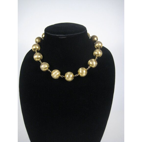 Monet Station Beaded Goldtone Chain Necklace 19 Inch Vintage 1960 1950 Statement - Picture 6 of 9